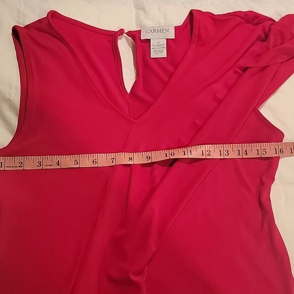 Carmen Marc Valvo Vibrant Pink Draped Blouse Sz S - Picture 4 of 6